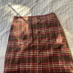 Fall Brown and Pink Plaid Skirt